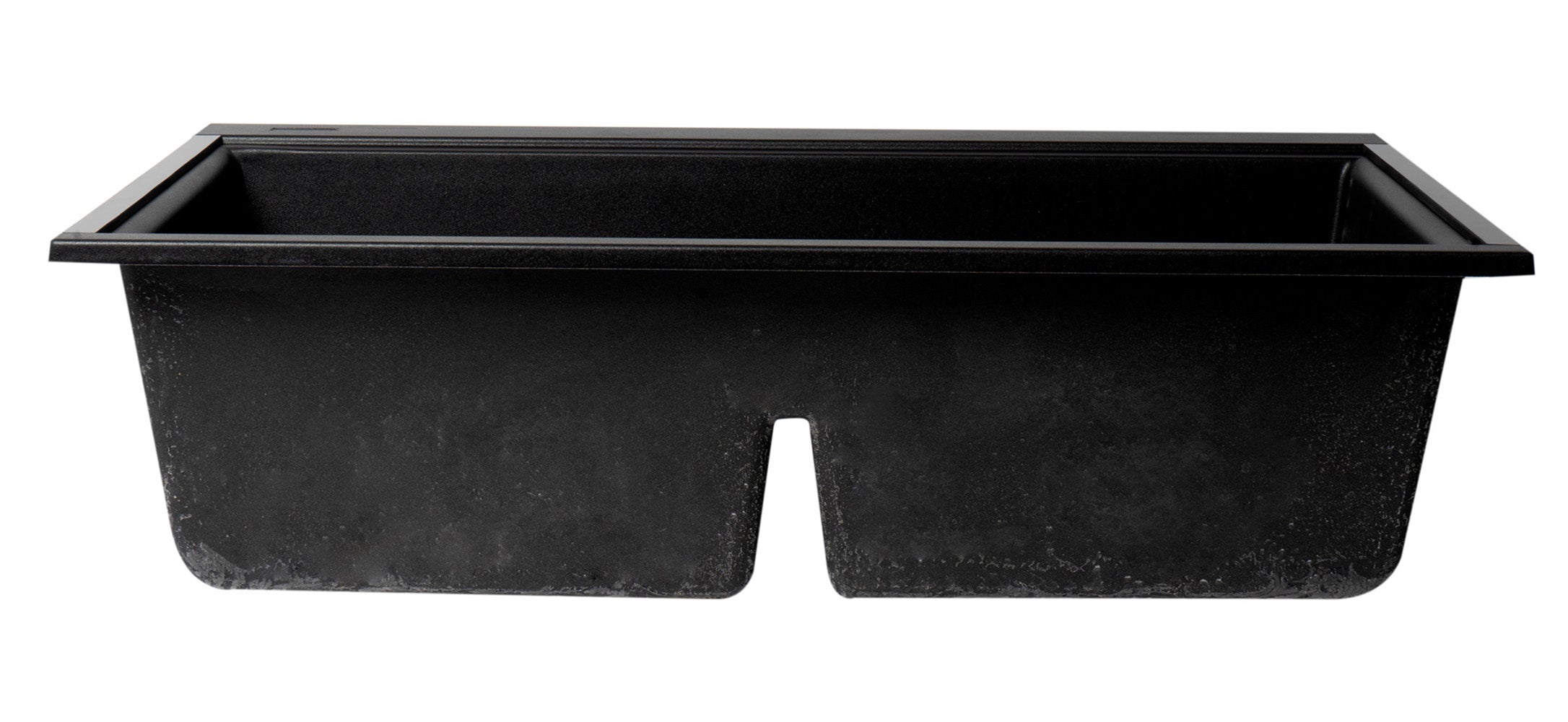 ALFI 34" Undermount Granite Composite Workstation Kitchen Sink with Accessories, 50/50 Double Bowl, Black, 0 Faucet Hole, AB3418DBUM-BLA