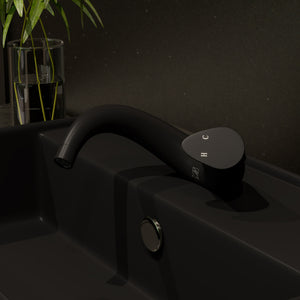 Alternate Image for ALFI brand 1.2 GPM Lever Curved Spout Bathroom Faucet, Modern, Black Matte, AB1572-BM
