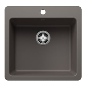 Alternate Image for Blanco Liven 21" Dual Mount Silgranit Kitchen Sink, Volcano Gray, 1 Faucet Hole, 443232