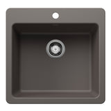 Blanco Liven 21" Dual Mount Silgranit Kitchen Sink, Volcano Gray, 1 Faucet Hole, 443232