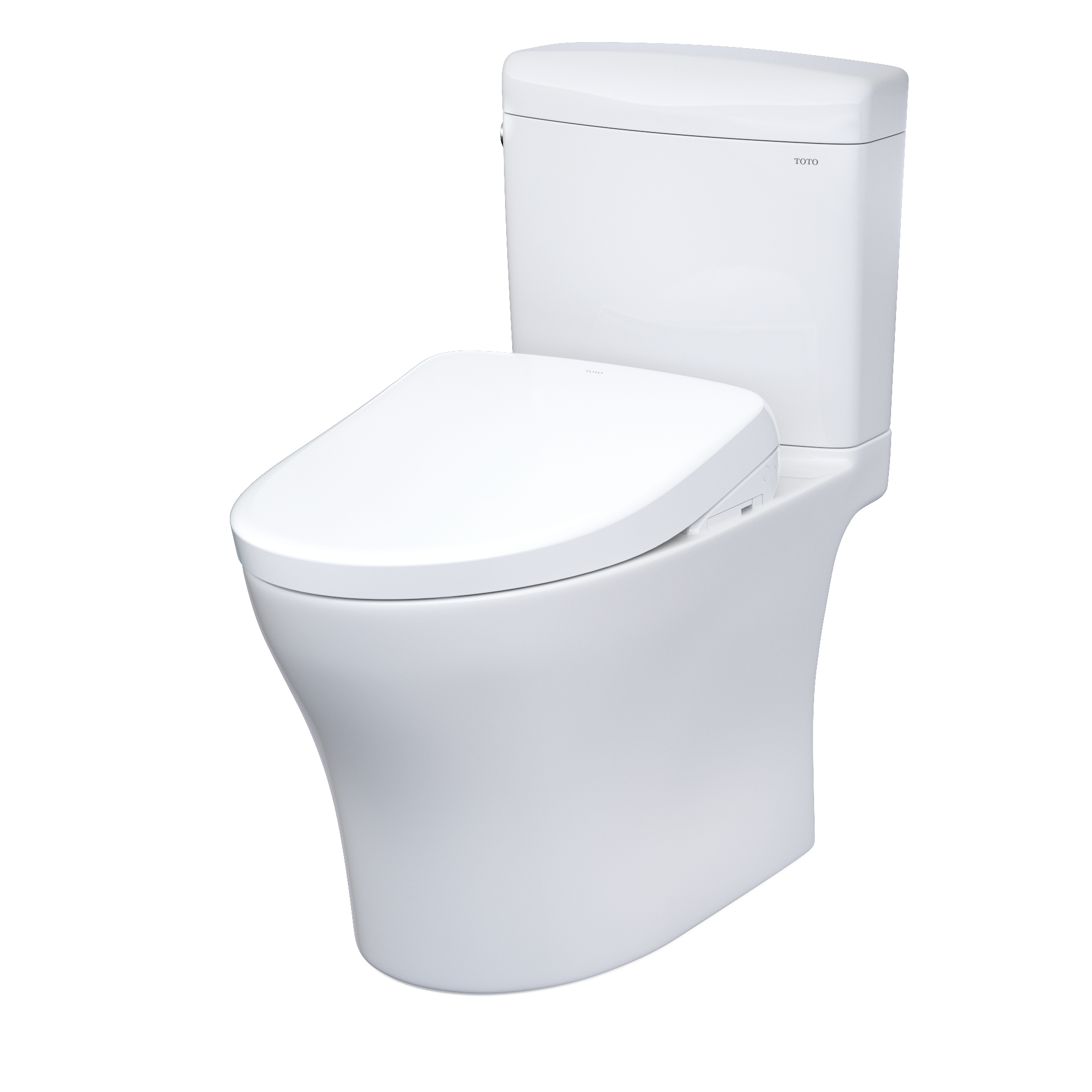 TOTO WASHLET+ Aquia IV Cube Two-Piece Elongated Dual Flush 1.28 and 0.9 GPF Toilet with Auto Flush S7A Contemporary Bidet Seat, Cotton White, Vitreous China|Plastic, MW4364736CEMFGNA#01