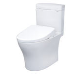 TOTO WASHLET+ Aquia IV Cube Two-Piece Elongated Dual Flush 1.28 and 0.9 GPF Toilet with S7A Contemporary Bidet Seat, Cotton White, Vitreous China|Plastic, MW4364736CEMFGN#01