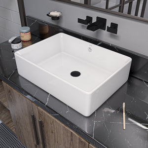 Alternate Image for Eago 19.63" x 14.13" Rectangle Above Mount Porcelain Bathroom Sink, White, No Faucet Hole, BA131