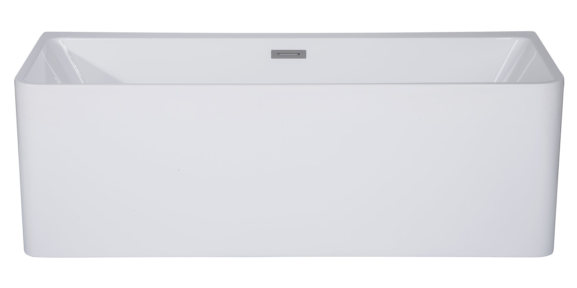 ALFI brand 59" Acrylic Free Standing Rectangle Soaking Bathtub, White, AB8858