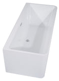 ALFI brand 59" Acrylic Free Standing Rectangle Soaking Bathtub, White, AB8858