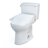 TOTO Drake WASHLET+ Two-Piece Elongated 1.28 GPF Universal Height TORNADO FLUSH Toilet with C2 Bidet Seat, 10 Inch Rough-In, Cotton White, Vitreous China, MW7763074CEFG.10#01