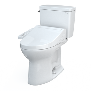 Alternate Image for TOTO Drake WASHLET+ Two-Piece Elongated 1.28 GPF Universal Height TORNADO FLUSH Toilet with C2 Bidet Seat, Cotton White, Vitreous China, MW7763074CEFG#01