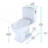 TOTO Connelly Two-Piece Elongated Dual Flush 1.28 and 0.9 GPF with CEFIONTECT and Right Lever, WASHLET+ Ready, Cotton White, Vitreous China, MS494234CEMFRG#01