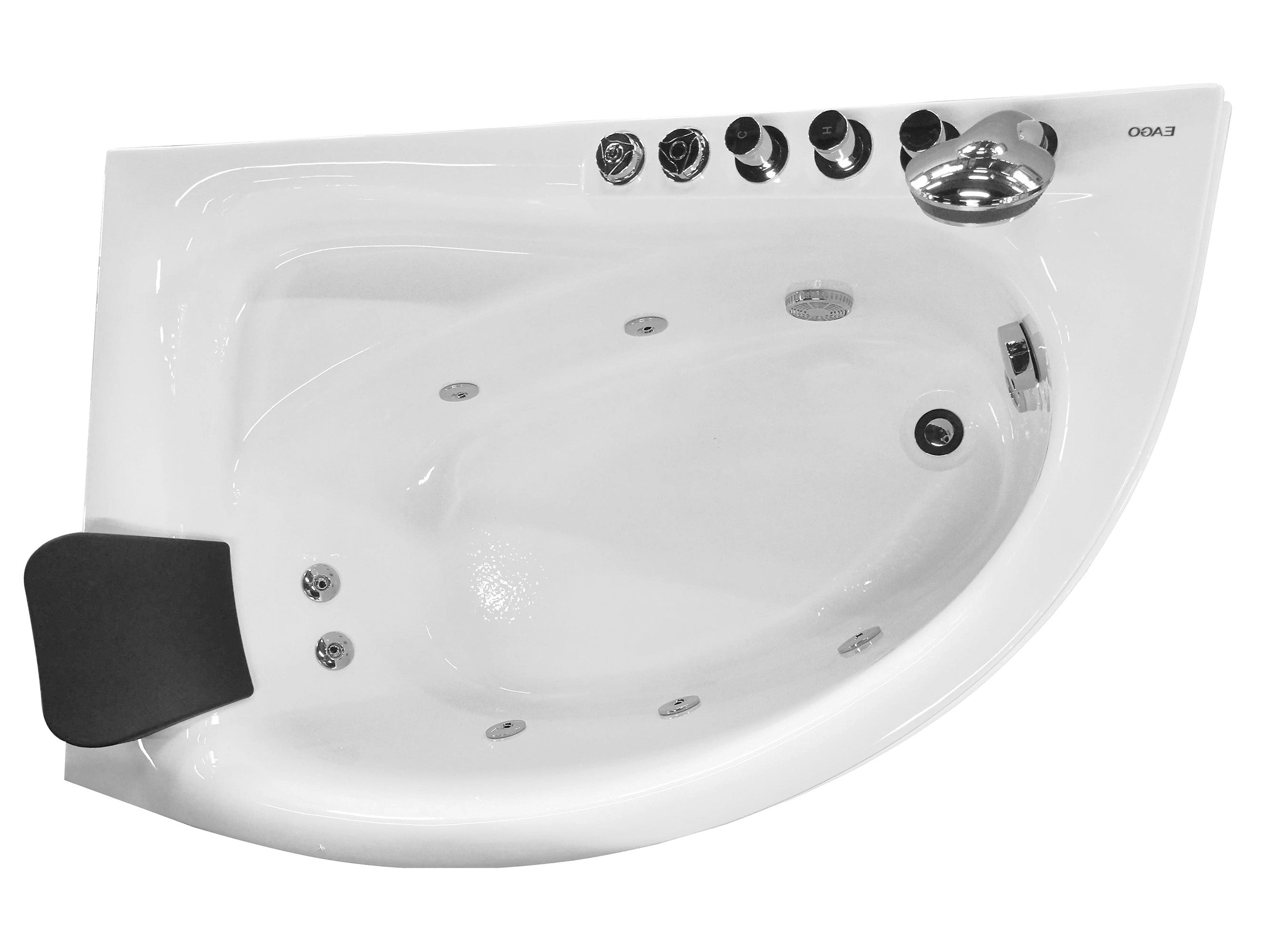 Eago 59" Acrylic Corner Neo-angle Round Bathtub, White, AM161-R