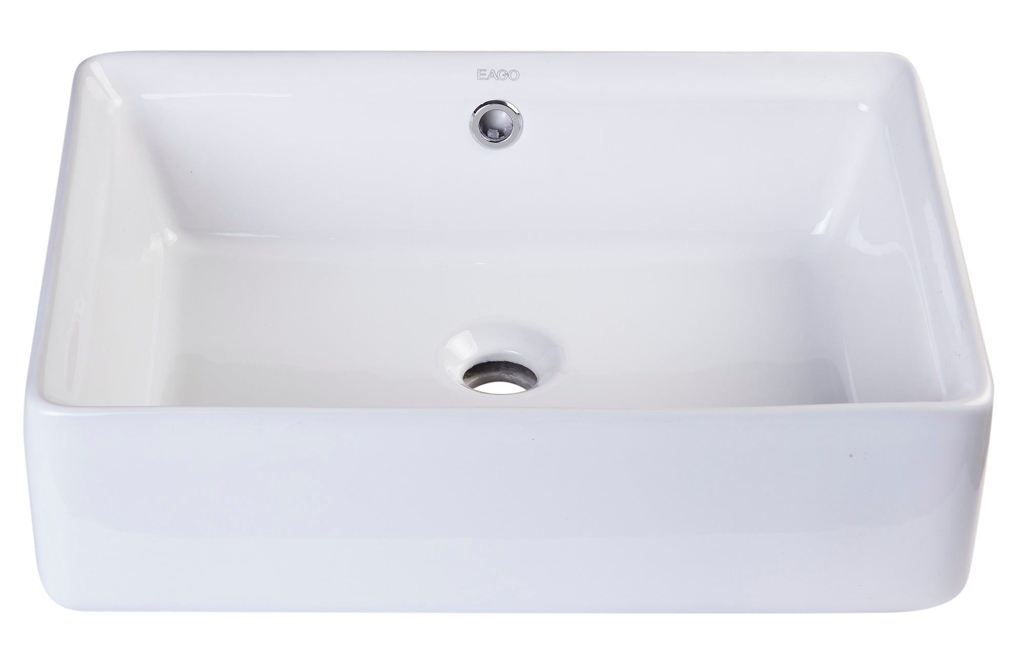 Eago 19.63" x 14.13" Rectangle Above Mount Porcelain Bathroom Sink, White, No Faucet Hole, BA131