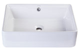 Eago 19.63" x 14.13" Rectangle Above Mount Porcelain Bathroom Sink, White, No Faucet Hole, BA131