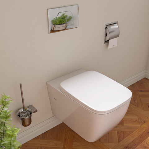 EAGO Porcelain, WD390 White Modern Ceramic Wall Mounted Toilet Bowl