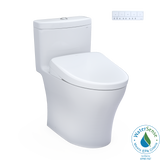 TOTO WASHLET+ Aquia IV One-Piece Elongated Dual Flush 1.28 and 0.9 GPF Toilet with Auto Flush S7 Contemporary Bidet Seat, Cotton White, Vitreous China|Plastic, MW6464726CEMFGNA#01