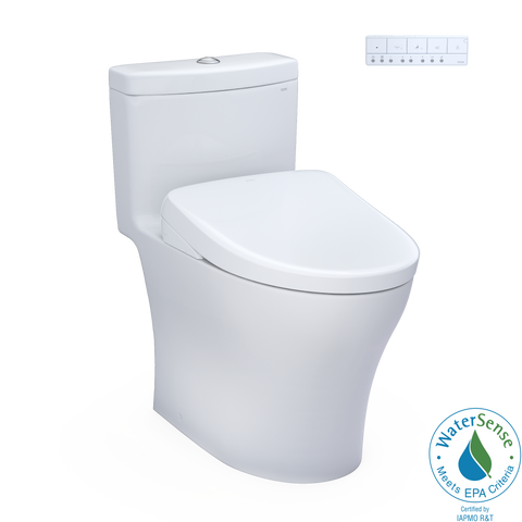 TOTO WASHLET+ Aquia IV One-Piece Elongated Dual Flush 1.28 and 0.9 GPF Toilet with Auto Flush S7 Contemporary Bidet Seat, Cotton White, Vitreous China|Plastic, MW6464726CEMFGNA#01