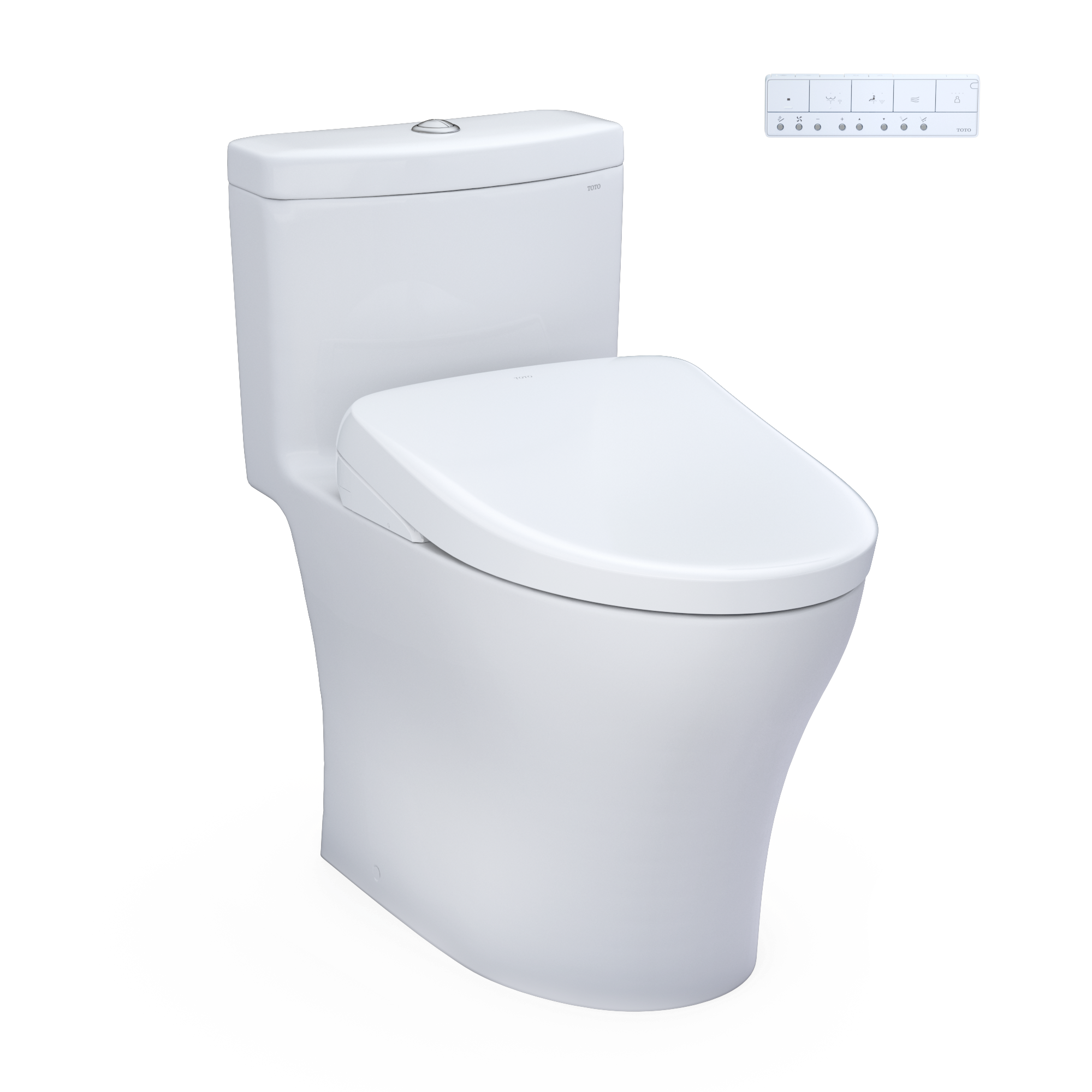 TOTO WASHLET+ Aquia IV One-Piece Elongated Dual Flush 1.28 and 0.9 GPF Toilet with S7A Contemporary Electric Bidet Seat, Cotton White, Vitreous China|Plastic, MW6464736CEMFGN#01