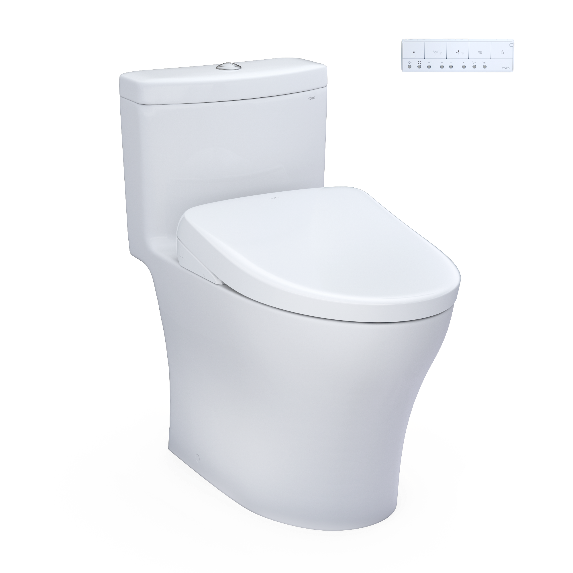 TOTO WASHLET+ Aquia IV One-Piece Elongated Dual Flush 1.28 and 0.9 GPF Toilet with S7 Contemporary Electric Bidet Seat, Cotton White, Vitreous China|Plastic, MW6464726CEMFGN#01