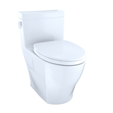 TOTO Legato WASHLET+ One-Piece Elongated 1.28 GPF Universal Height Skirted Toilet with CEFIONTECT, Cotton White, Vitreous China, MS624124CEFG#01