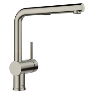 Alternate Image for Blanco Linus Low Arc Pull-Out Dual-Spray Kitchen Faucet, Satin Platinum, 1.5 GPM, Brass, 443251