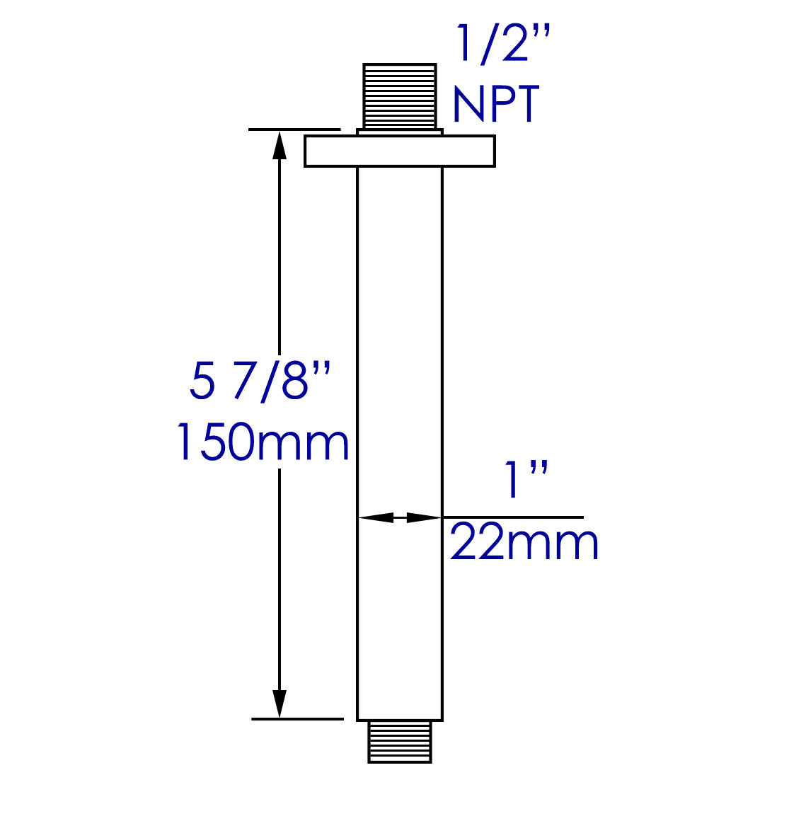 ALFI brand ABSA6S-BM Black Matte 6" Square Ceiling Shower Arm, Brass