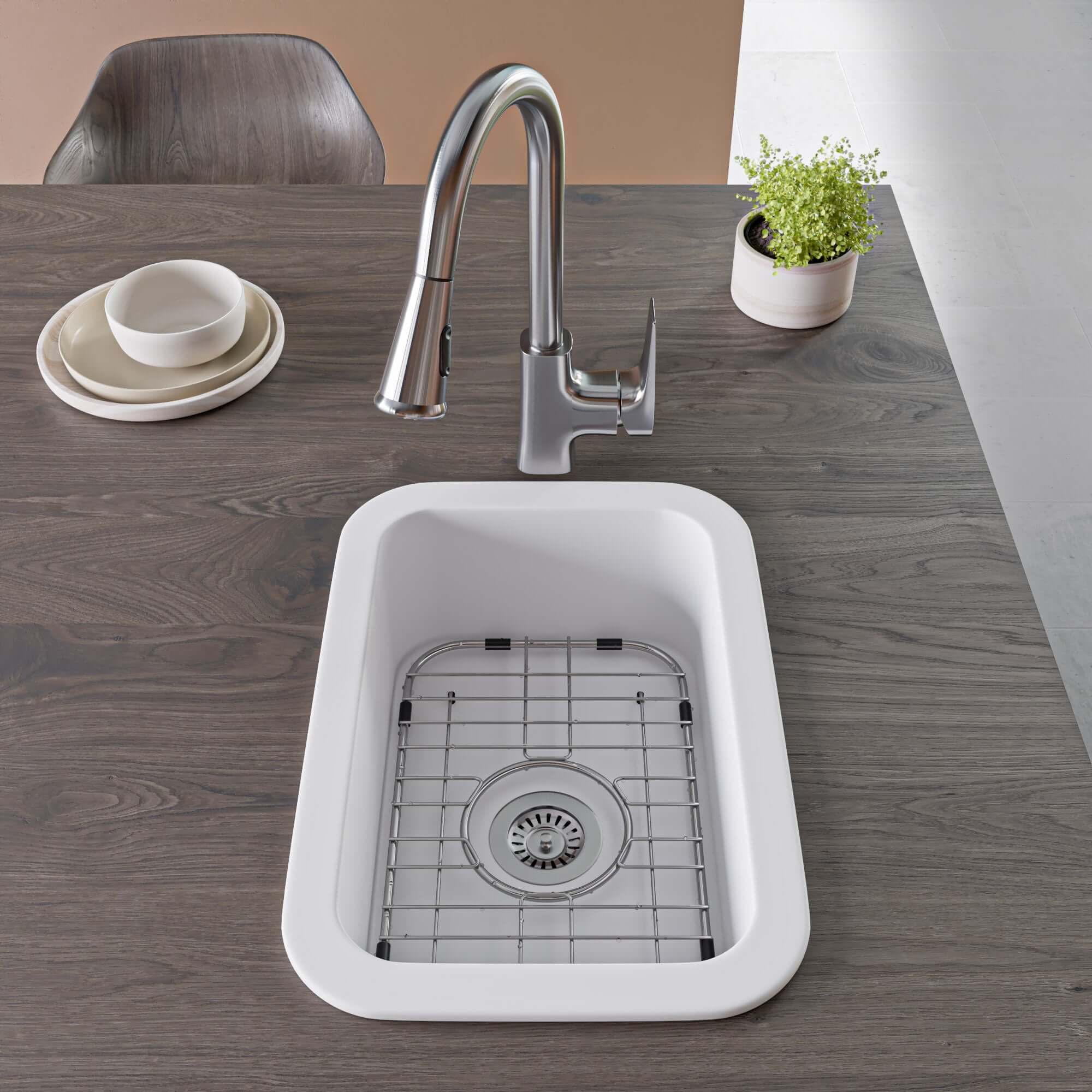 ALFI brand 19 rectangle fireclay bar/prep sink white product image