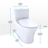 TOTO Aquia IV One-Piece Elongated Dual Flush 1.28 and 0.9 GPF Universal Height, WASHLET+ Ready Toilet with CEFIONTECT, Cotton White- Vitreous China, MS646234CEMFGN#01