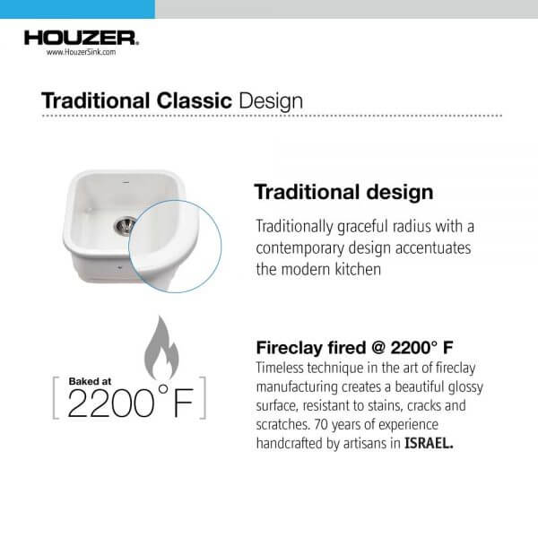 Houzer Platus 36 inch Biscuit Fireclay Apron Front Farmhouse Single Bowl Kitchen Sink - PTG-3600 BQ-C