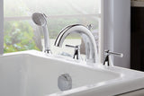 TOTO Silas Two-Handle Deck-Mount Roman Tub Filler Trim with Handshower, Polished Chrome, Brass, TB210S#CP