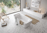 Toto 67" Galaline Reinforced Marble Flotation Freestanding Soaker Bathtub with, Gloss White, PJY1724PWEU#GW