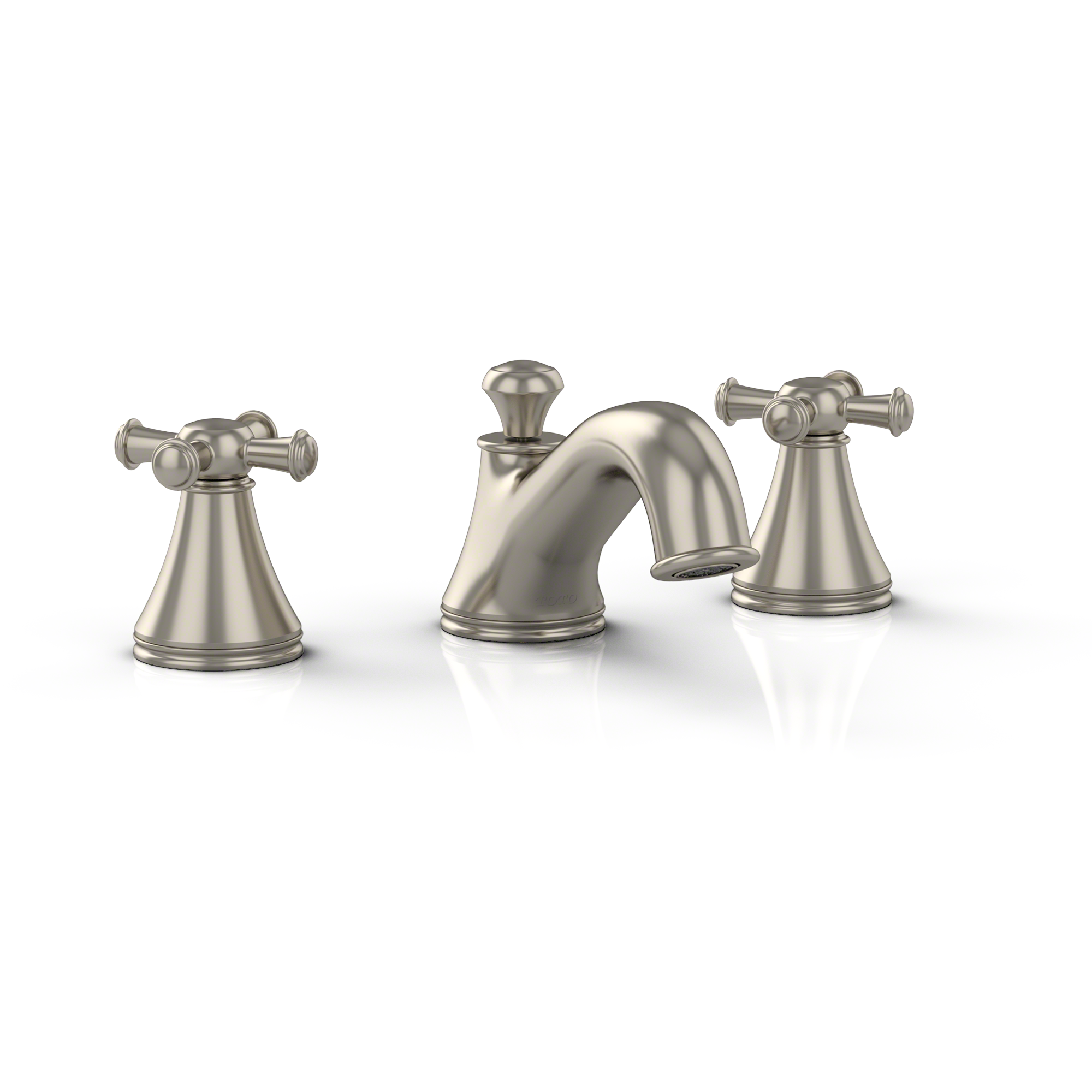 TOTO Vivian Two Cross Handle Widespread 1.2 GPM Bathroom Sink Faucet, Brushed Nickel, Brass, TL220DD12#BN
