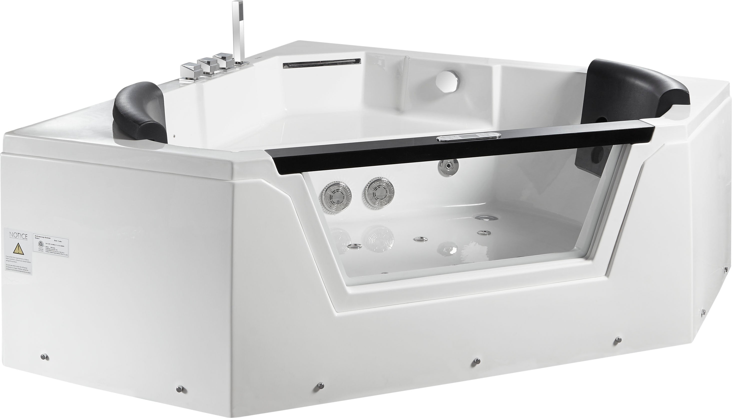 Eago 59" Acrylic Corner Neo-angle Round Bathtub, White, AM156ETL