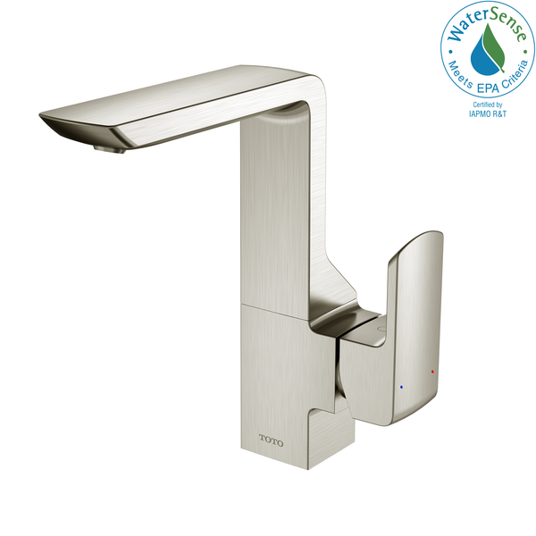 TOTO GR Series 1.2 GPM Single Side Handle Bathroom Sink Faucet with COMFORT GLIDE Technology and Drain Assembly, Brushed Nickel, Brass, TLG02309U#BN