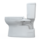 TOTO Vespin II Two-Piece Elongated 1.28 GPF Universal Height Toilet with CEFIONTECT and SS124 SoftClose Seat, WASHLET+ Ready, Cotton White, Vitreous China|Plastic, MS474124CEFG#01