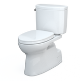 TOTO Vespin II Two-Piece Elongated 1.28 GPF Universal Height Toilet with CEFIONTECT and SS124 SoftClose Seat, WASHLET+ Ready, Cotton White, Vitreous China|Plastic, MS474124CEFG#01