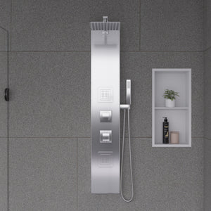 Alternate Image for ALFI brand ABSP60W White Aluminum Shower Panel with 2 Body Sprays and Rain Shower Head