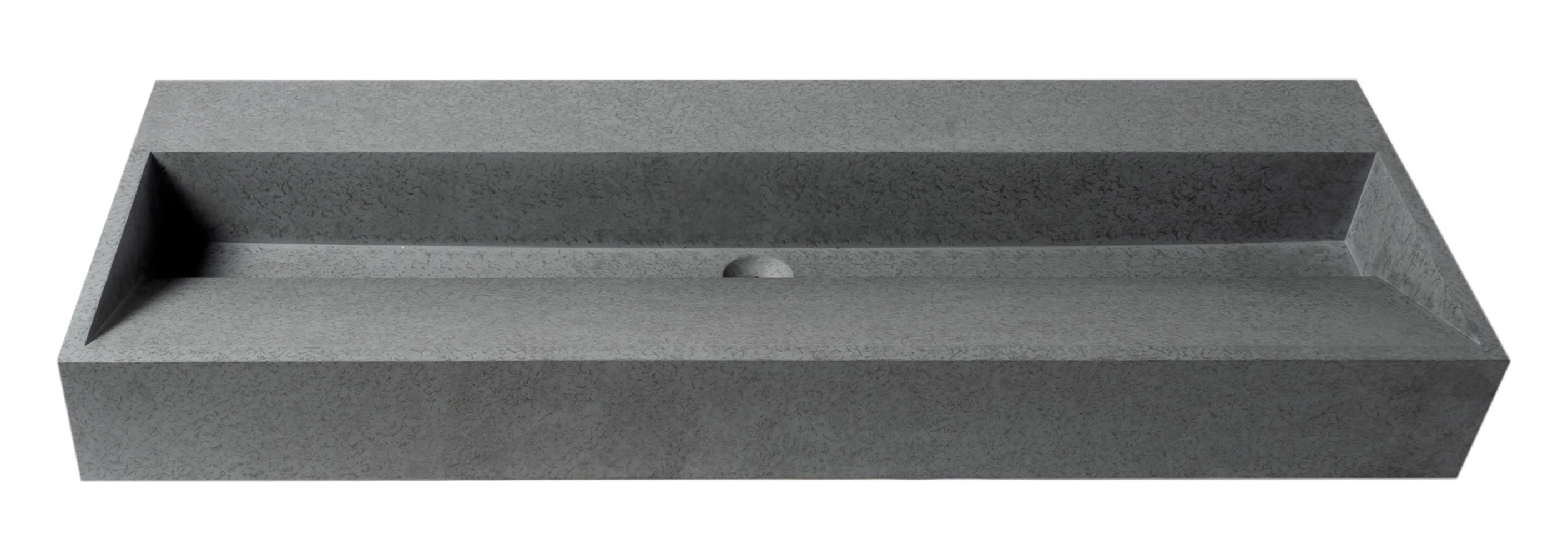 ALFI brand 48" x 18" Rectangle Above Mount or Semi Recessed Concrete Bathroom Sink, Gray Matte, No Faucet Hole, ABCO48TR