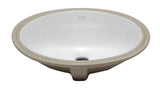 Eago 17.75" x 15" Oval Under Mount Porcelain Bathroom Sink, White, No Faucet Hole, BC224