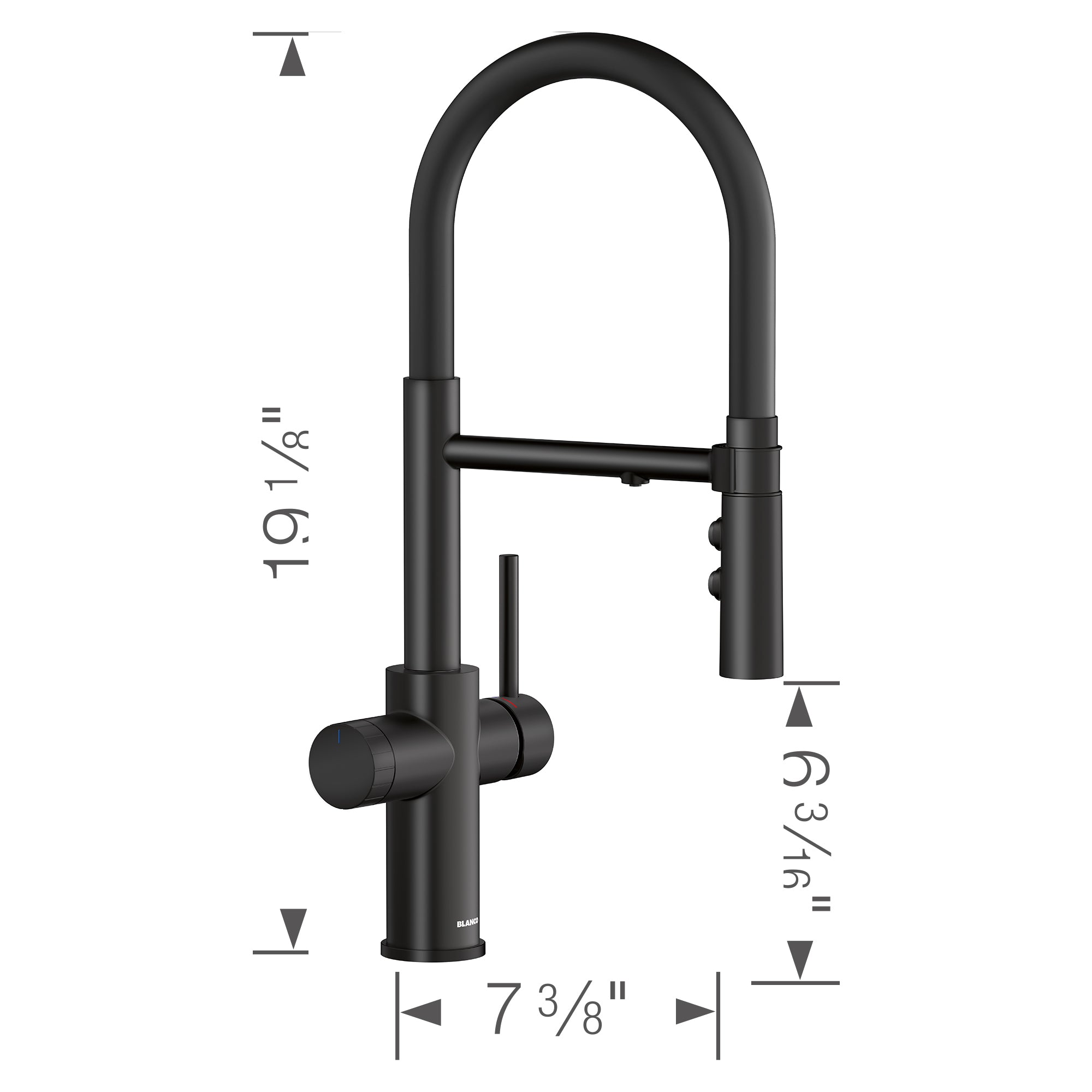 Blanco Catris Flexo Filter-Ready Semi-Pro Pull-Down Dual-Spray Kitchen Faucet, Matte Black, 1.5 GPM, Brass, 442992