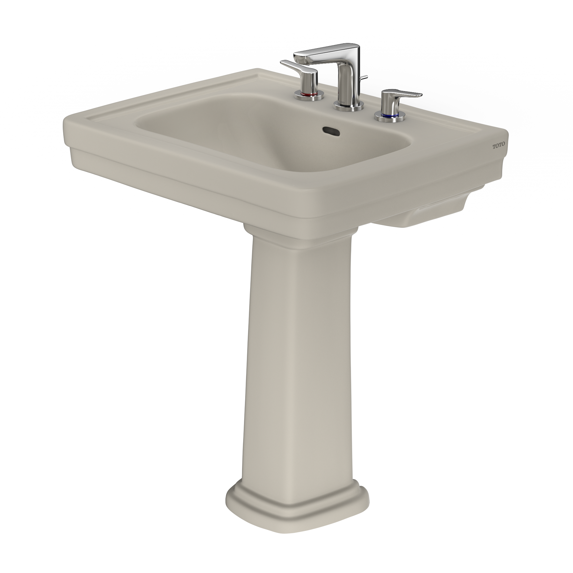 TOTO Promenade 27-1/2" x 22-1/4" Rectangular Pedestal Bathroom Sink for 8 inch Center Faucets, Bone, Vitreous China, LPT530.8N#03