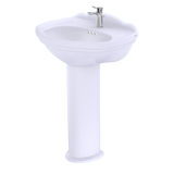 TOTO Whitney Oval Pedestal Bathroom Sink for Single Hole Faucets, Cotton White, Vitreous China, LPT754#01