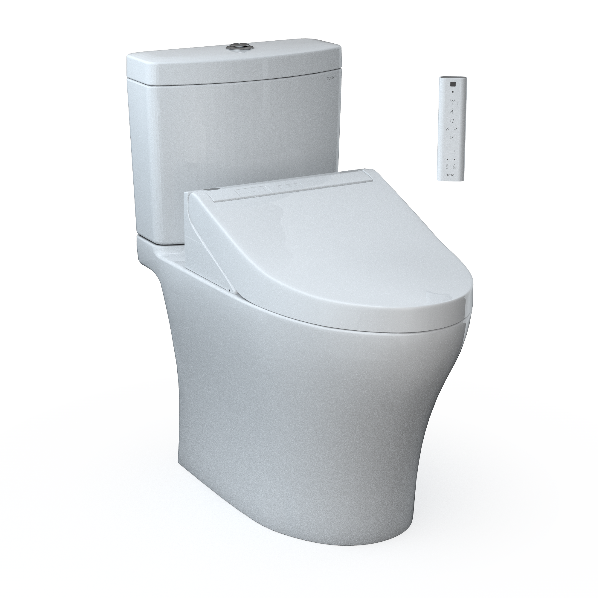 TOTO WASHLET+ Aquia IV Two-Piece Elongated Universal Height Dual Flush 1.28 and 0.9 GPF Toilet and WASHLET C5 Bidet Seat, Cotton White, Vitreous China|Plastic, MW4463084CEMFGN#01