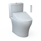 TOTO WASHLET+ Aquia IV Two-Piece Elongated Universal Height Dual Flush 1.28 and 0.9 GPF Toilet and WASHLET C5 Bidet Seat, Cotton White, Vitreous China|Plastic, MW4463084CEMFGN#01