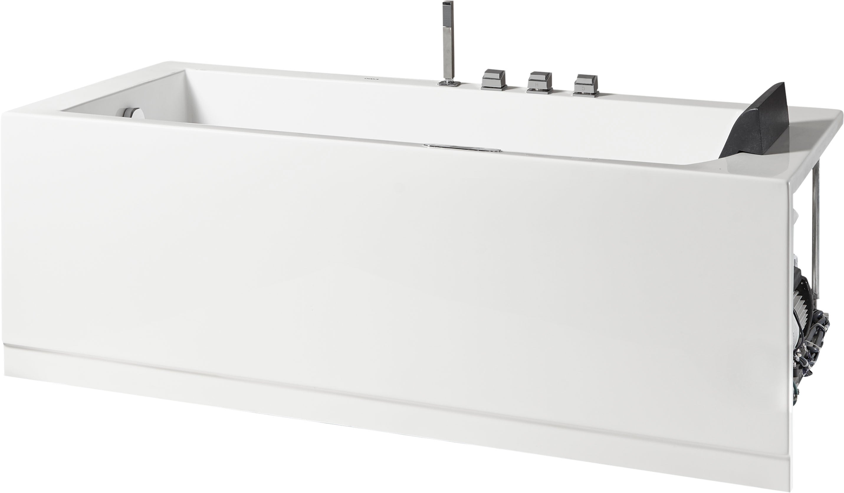 Eago 71" Acrylic Corner Rectangle Bathtub with Fixtures, White, AM154ETL-L6