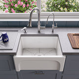 ALFI 24" Thick Wall Single Bowl Fireclay Farmhouse Apron Sink, White, AB2418ARCH-W