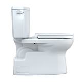 TOTO Vespin II Two-Piece Elongated 1.28 GPF Universal Height Toilet with CEFIONTECT and SS124 SoftClose Seat, WASHLET+ Ready, Cotton White, Vitreous China|Plastic, MS474124CEFG#01