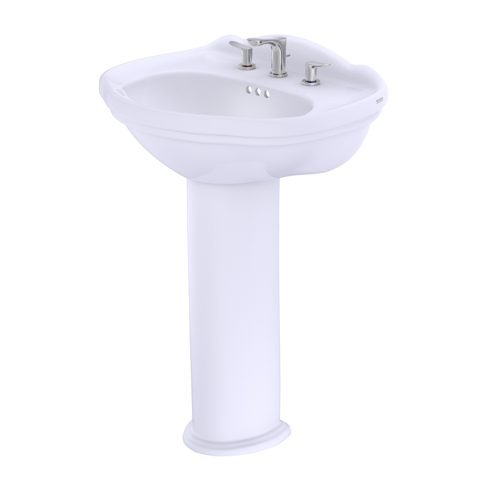 TOTO Whitney Oval Pedestal Bathroom Sink for 8 Inch Center Faucets, Cotton White, Vitreous China, LPT754.8#01
