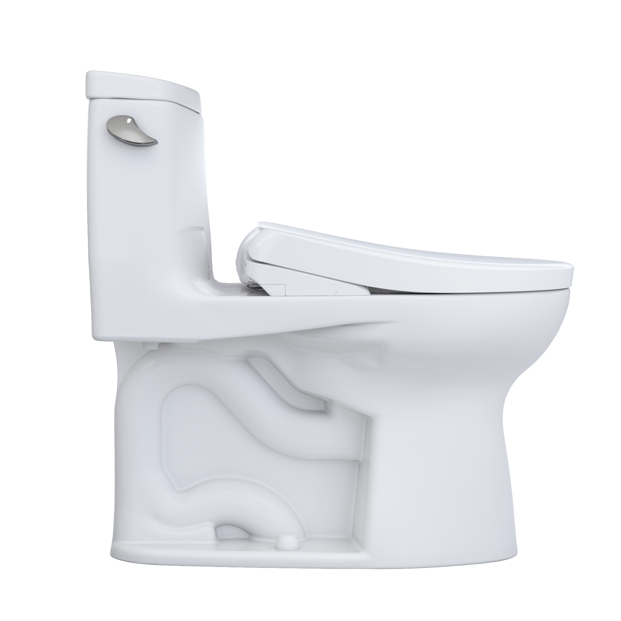 TOTO WASHLET+ UltraMax II One-Piece Elongated 1.28 GPF Toilet with Auto Flush WASHLET+ S7A Contemporary Bidet Seat, Cotton White, Vitreous China|Plastic, MW6044736CEFGA#01