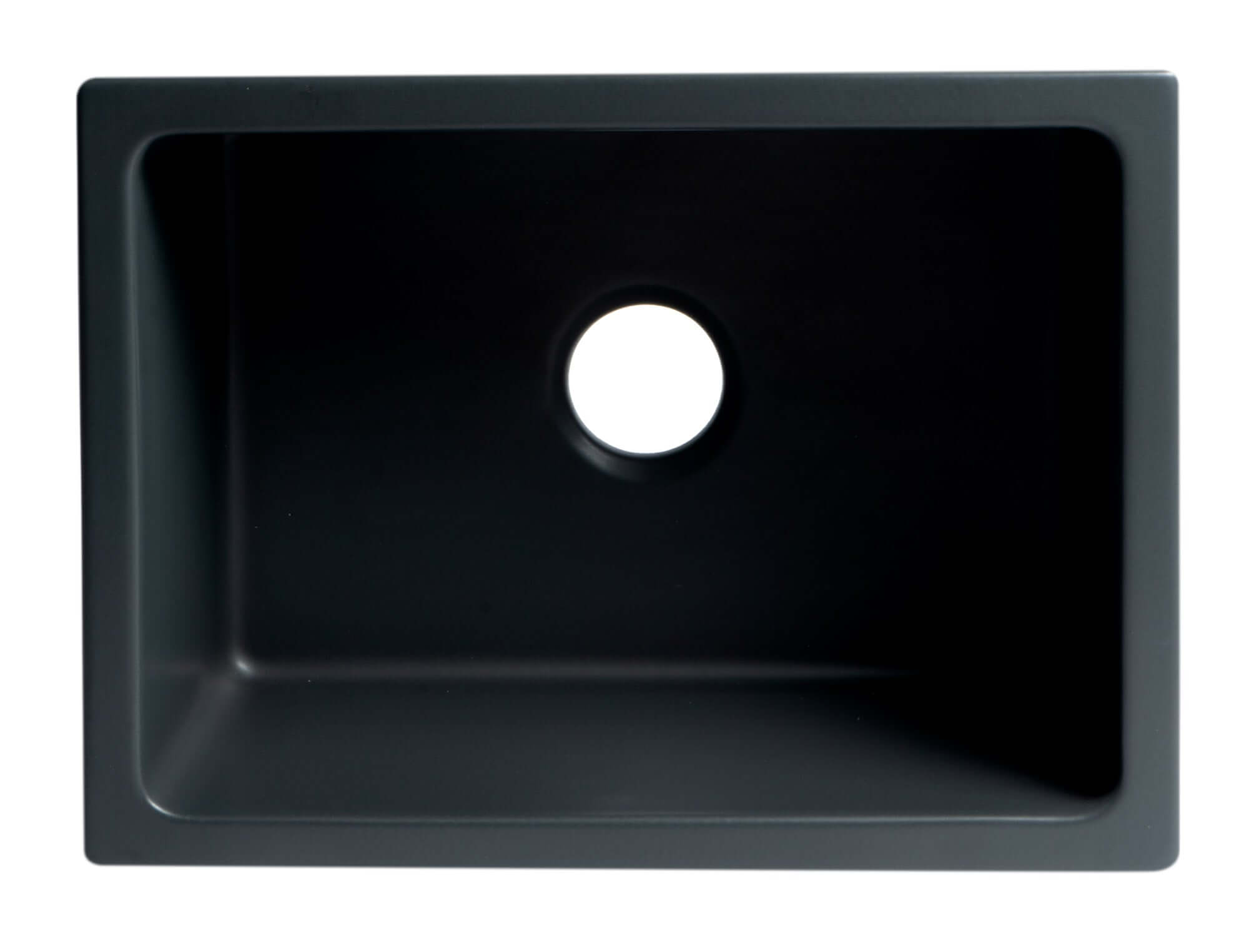 ALFI brand 24" Fireclay Farmhouse Sink, Black Matte, No Faucet Hole, AB2418HS-BM