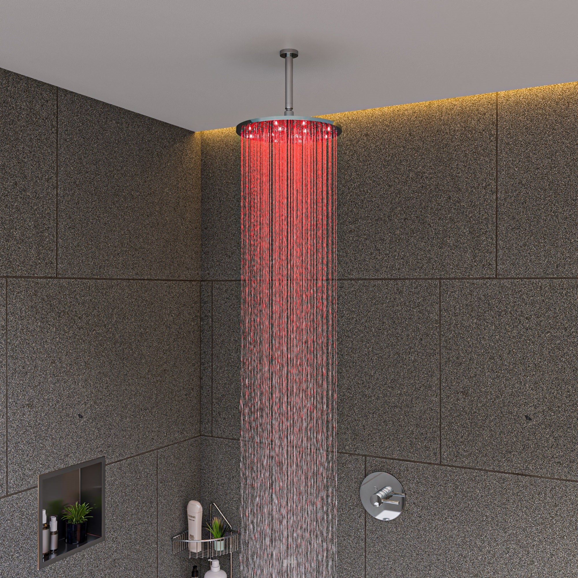 ALFI brand LED12R-PC Polished Chrome 12" Round Multi Color LED Rain Shower Head, Brass