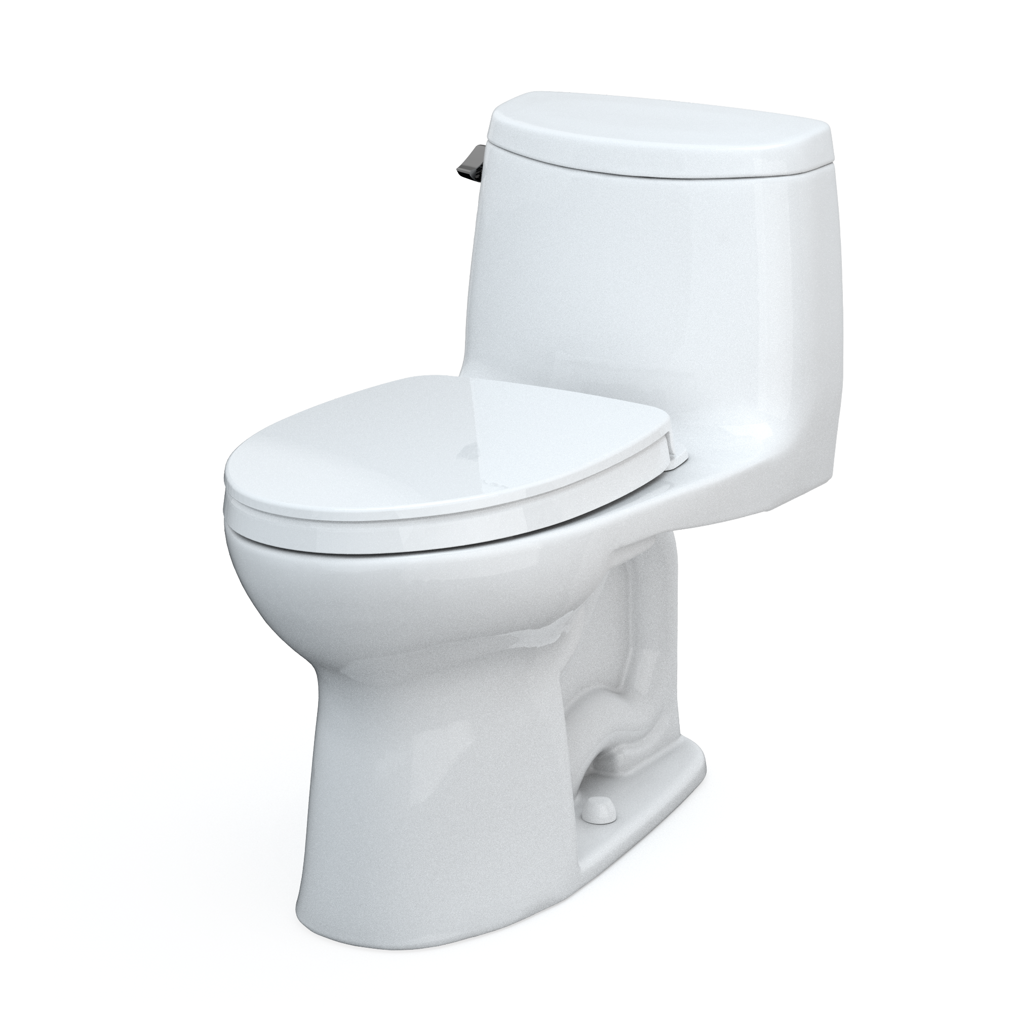TOTO UltraMax II One-Piece Elongated 1.28 GPF Universal Height Toilet with CEFIONTECT and SS124 SoftClose Seat, WASHLET+ Ready, Cotton White, Vitreous China|Plastic, MS604124CEFG#01