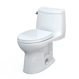 TOTO UltraMax II One-Piece Elongated 1.28 GPF Universal Height Toilet with CEFIONTECT and SS124 SoftClose Seat, WASHLET+ Ready, Cotton White, Vitreous China|Plastic, MS604124CEFG#01